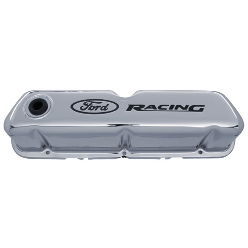 FORD RACING LOGO STAMPED STEEL VALVE COVERS CHROME