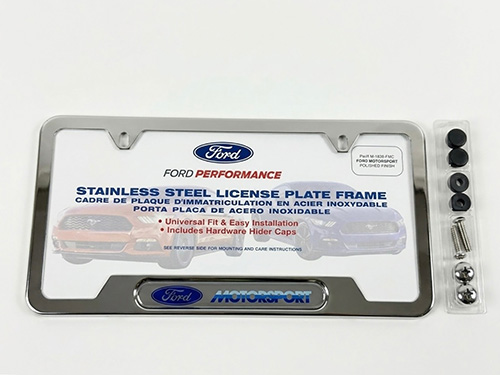 FORD MOTORSPORT LICENSE PLATE FRAME-STAINLESS STEE
