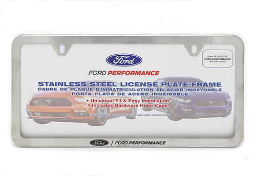 FORD PERFORMANCE SLIM LICENSE PLATE FRAME-BRUSHED STAINLESS STEEL