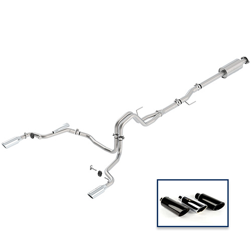2015-2020 F-150 2.7L, 3.5L & 5.0L CAT-BACK EXTREME EXHAUST SYSTEM - REAR EXIT, CHROME TIPS