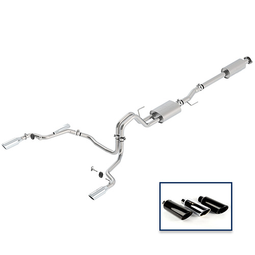 2015-2020 F-150 2.7L, 3.5L & 5.0L CAT-BACK TOURING EXHAUST SYSTEM - REAR EXIT, CHROME TIPS